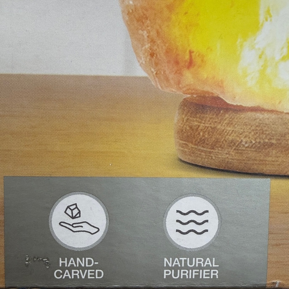 BROOKSTONE‎ HIMALAYAN SALT LAMP WITH WOODEN BASE NEW - Picture 4 of 8